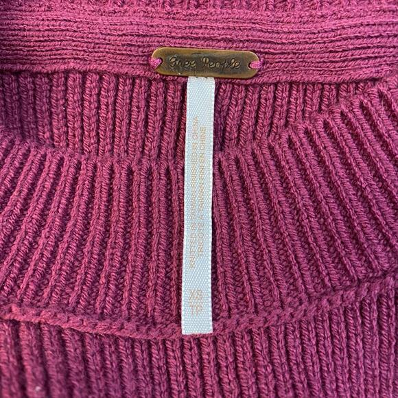 Free People Easy Street Ribbed Knit Mock Neck Sweater Pomegranate Size XS Boho - Picture 2 of 7